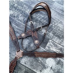 Brown Floral Headstall and Breast Collar Set