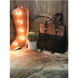 Trinity Ranch Tooled Leather Hair On Collection Tote Bag