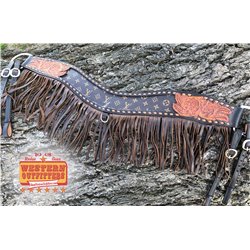 Designer Leather Tripping Collar With Fringe