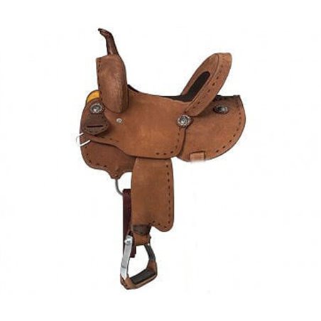 Branson Youth Buckstitch Roughout Barrel Saddle -10" Branson Youth Buckstitch Roughout Barrel Saddle -10"