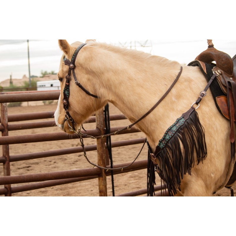 Turquoise Blue & Chocolate Brown Western Headstall and Breast