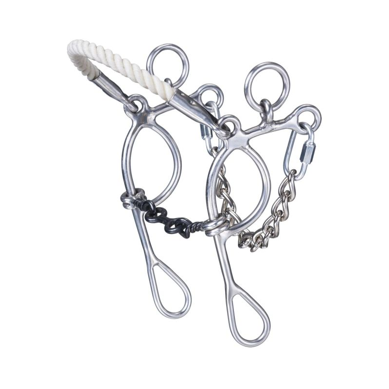 Tough 1 Combination Rope Nose Hackamore with Twisted Dogbone Gag