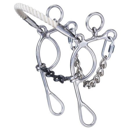 Tough 1 Combination Rope Nose Hackamore with Twisted Dogbone Gag