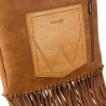 Wrangler Leather Fringe Hobo Bag with Turquoise Concho - Brown