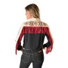 Cowgirl Tuff Pullover Button-Up - Black And Cream Lightweight Breathe With Print And Fringe