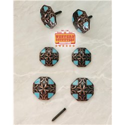 Turquoise & Copper Cross Saddle Concho Pack
