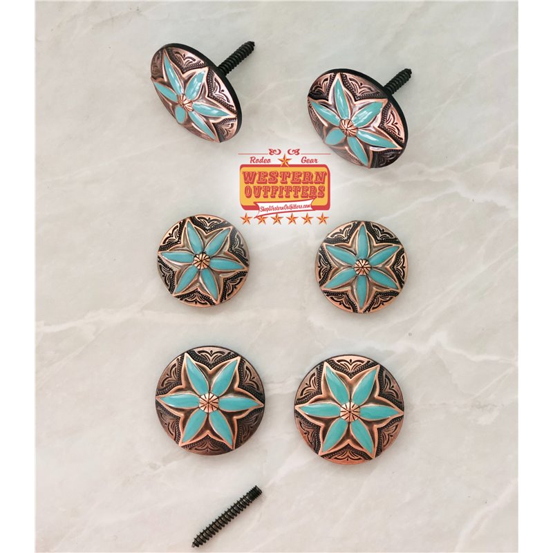 Copper Turquoise Flower Saddle Concho Pack