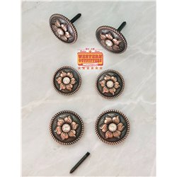 Flower with Clear Crystal Saddle Concho Pack