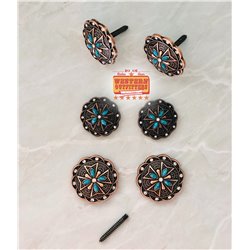 Turquoise with Clear Crystal Saddle Concho Pack