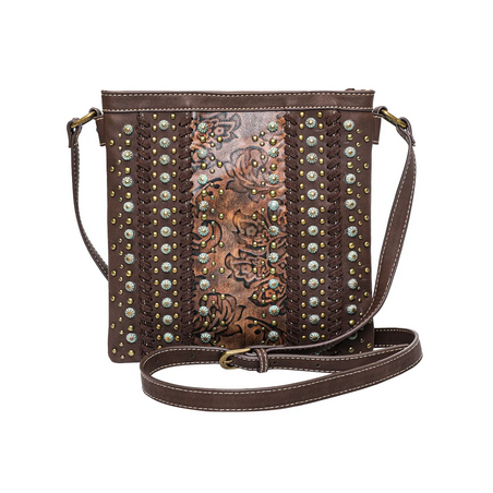 Montana West Embossed Concealed Carry Crossbody Bag - Brown
