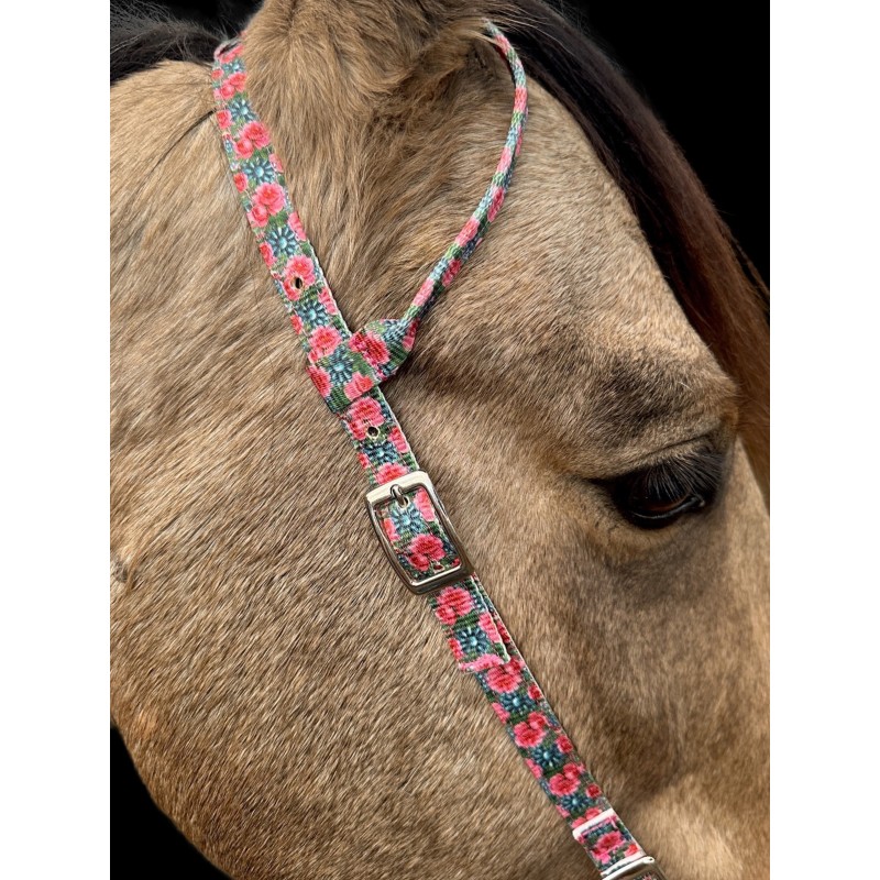 Coiffe (tête De Bride) En Cuir Avec Ornements Turquoise Andrea Equine - Pour Cheval