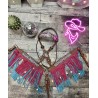 Pink Aztec Headstall & Fringe Breast Collar Set