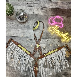 Neon Designer Headstall & Fringe Breast Collar Set