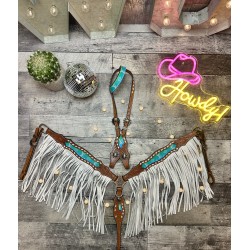 Neon Designer Headstall & Fringe Breast Collar Set