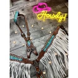 Neon Designer Headstall & Fringe Breast Collar Set