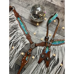 Neon Designer Headstall & Fringe Breast Collar Set
