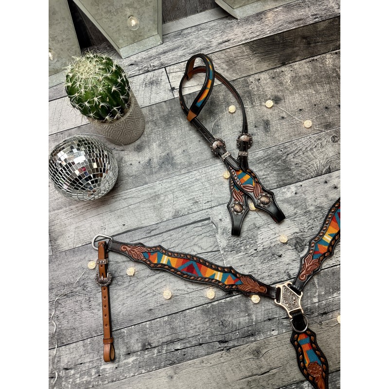 Pendleton Condensed Turquoise Headstall & Breast Collar Set