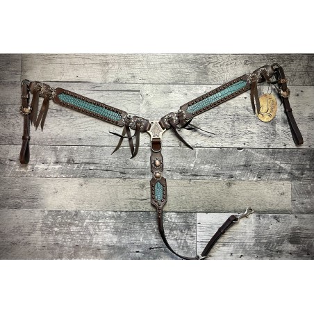 Dark Leather Gator Breast Collar