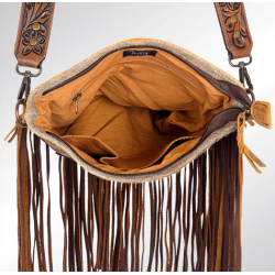 American Darling Messenger Hand Tooled Hair On Genuine Leather Purse
