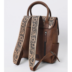 American Darling Backpack Hand Tooled Crocodile Embossed Genuine Leather