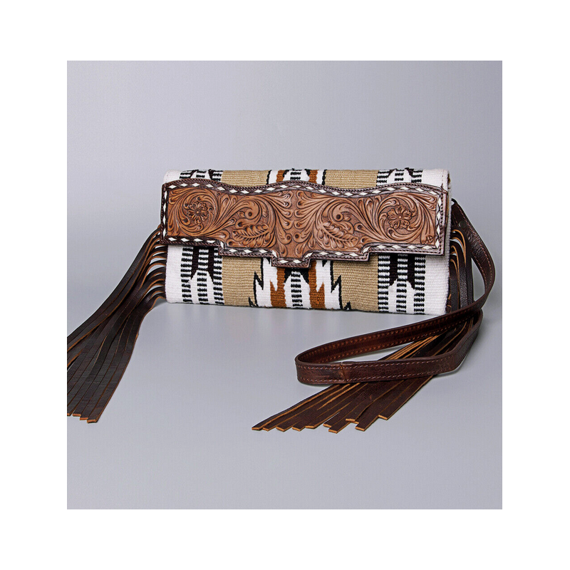 American Darling Small Crossbody Hand Tooled Saddle Blanket Purse