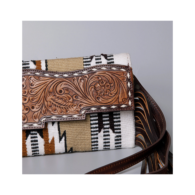 American Darling Small Crossbody Hand Tooled Saddle Blanket Purse
