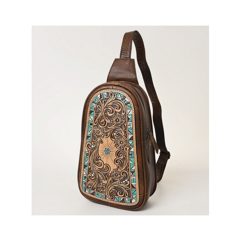 American Darling Cross Body Hand Tooled Genuine Leather