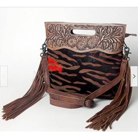American Darling Clutch Hand Tooled Hair On Genuine Leather