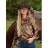 Cowgirl Tuff Pullover Button-Up - Brown Tone Animal Print with Gold Foil in Heavier Weight
