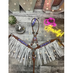 Neon Designer Headstall & Fringe Breast Collar Set
