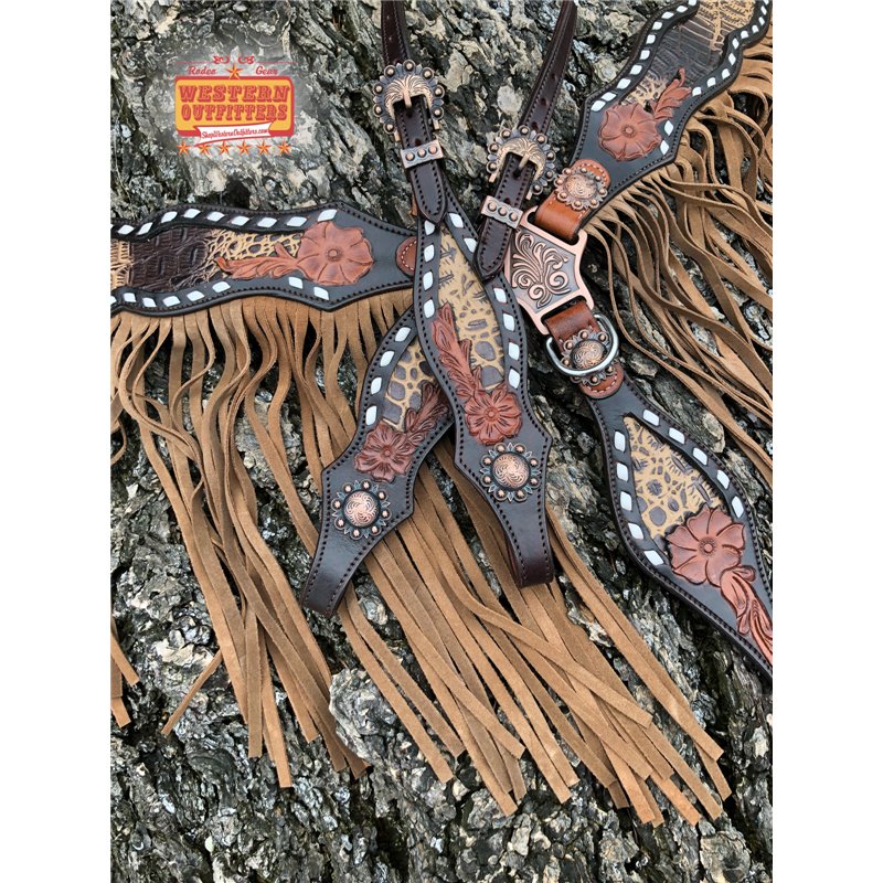 Josie Wales Headstall and Fringe Breast Collar Set Headstall Style