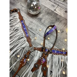 Neon Designer Headstall & Fringe Breast Collar Set