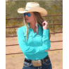 Cowgirl Tuff Pullover Button-Up - Turquoise Breathe Lightweight Stretch Jersey