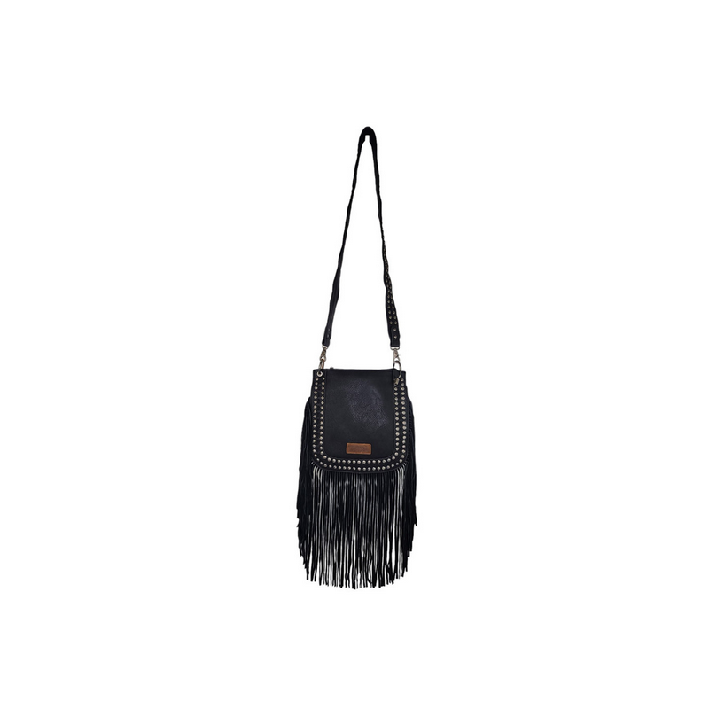 Montana West Wrangler Rivets Fringe Concealed Carry Crossbody - Black