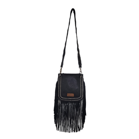 Montana West Wrangler Rivets Fringe Concealed Carry Crossbody - Black