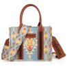 Montana West Wrangler Southwestern Print Small Canvas Tote/Crossbody - Brown