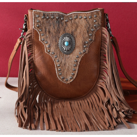 Montana West Hair-On Cowhide Fringe Crossbody - Brown