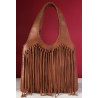 Trinity Ranch Hand-Tie Fringe Concealed Carry Hobo Shoulder Bag- Brown