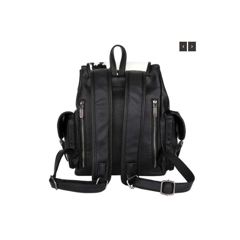 Wrangler Black and Gray Cowhide backpack Wrangler Black and White Hair on Hide Backpack – Cowhide and  main image 3