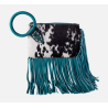 Trinity Ranch Women's Cowhide Ring Handle Wristlet - Turquoise