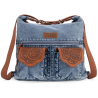 Wrangler Floral Tooled Denim Hobo/Crossbody Backpack (Convertible ) Jean