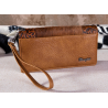 Wrangler Hair-On Cowhide Vintage Floral Tooled Wallet - Brown