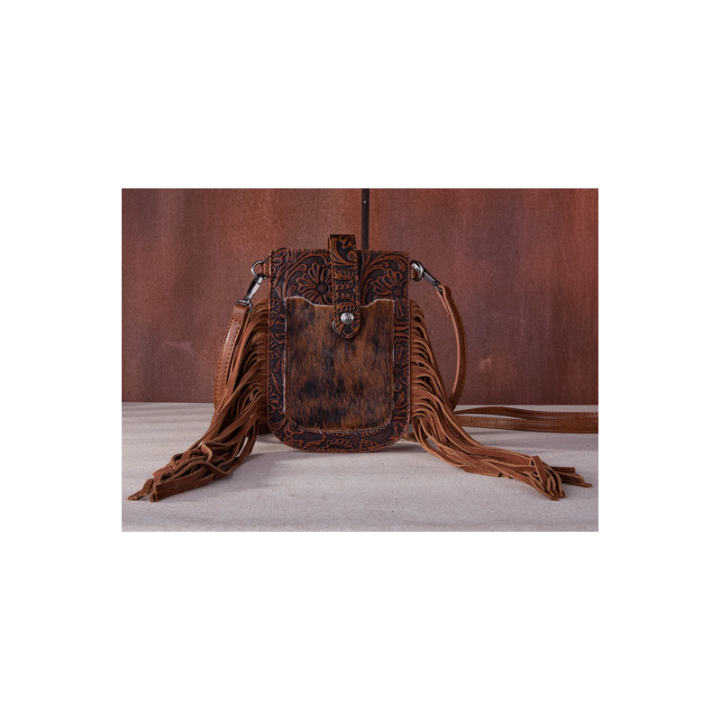 Montana West Hair-On Cowhide Fringe Phone Wallet Crossbody