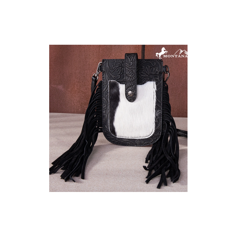 Montana West Hair-On Cowhide Fringe Phone Wallet Crossbody
