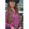 Cowgirl Tuff Pullover Button-Up - Hot Pink Leopard Lightweight Stretch Jersey