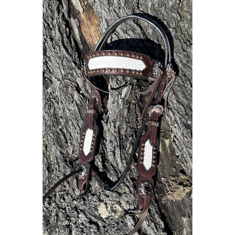 Dark Leather Headstall Gator