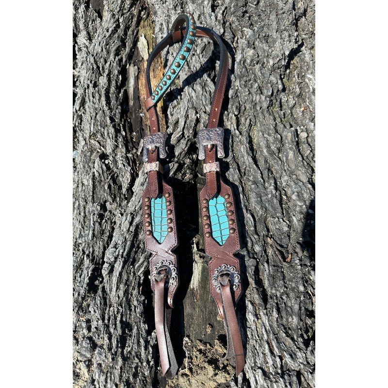 Dark Leather Headstall Gator