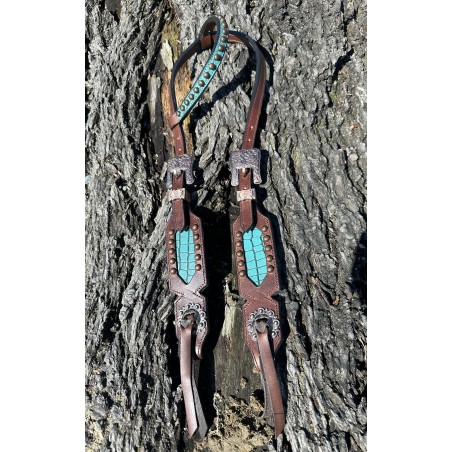 Dark Leather Headstall Gator