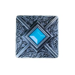 Silver Square Turquoise Concho