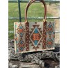 Montana West Wrangler Wrangler Southwestern Pattern Dual Sided Print Canvas Wide Tote -  Tan